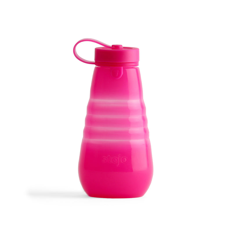 NY発！クシャッと折りたためるボトル stojo BOTTLE 590ml 　ジェリーピンク