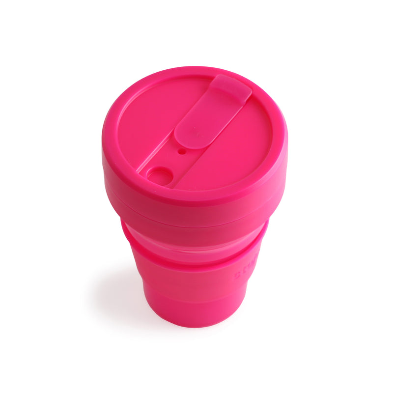 NY発！クシャッと折りたためるマイカップ stojo BIGGIE 470ml 　ジェリーピンク