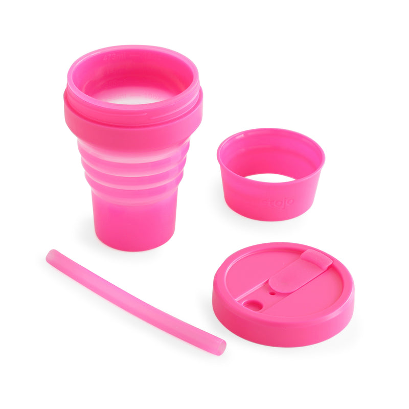 NY発！クシャッと折りたためるマイカップ stojo BIGGIE 470ml 　ジェリーピンク