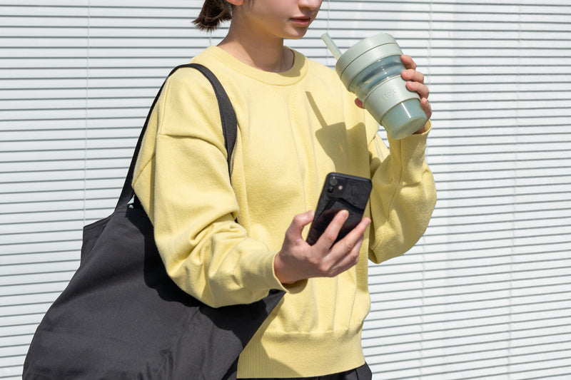 NY発！クシャッと折りたためるマイカップ stojo BIGGIE 470ml 　ジェリーセージ
